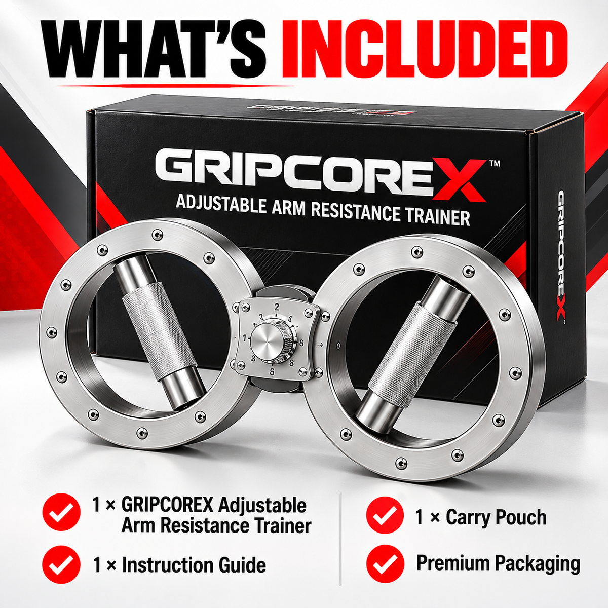 GRIPCOREX™ Adjustable Arm Resistance Trainer – 8-Way Strength & Grip Training Device