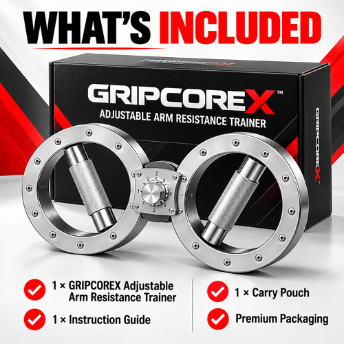 GRIPCOREX™ Adjustable Arm Resistance Trainer – 8-Way Strength & Grip Training Device