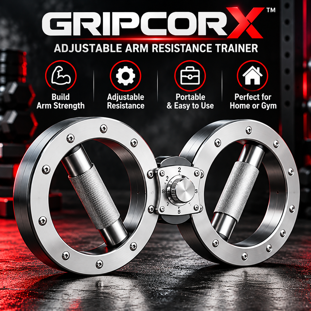 GRIPCOREX™ Adjustable Arm Resistance Trainer – 8-Way Strength & Grip Training Device