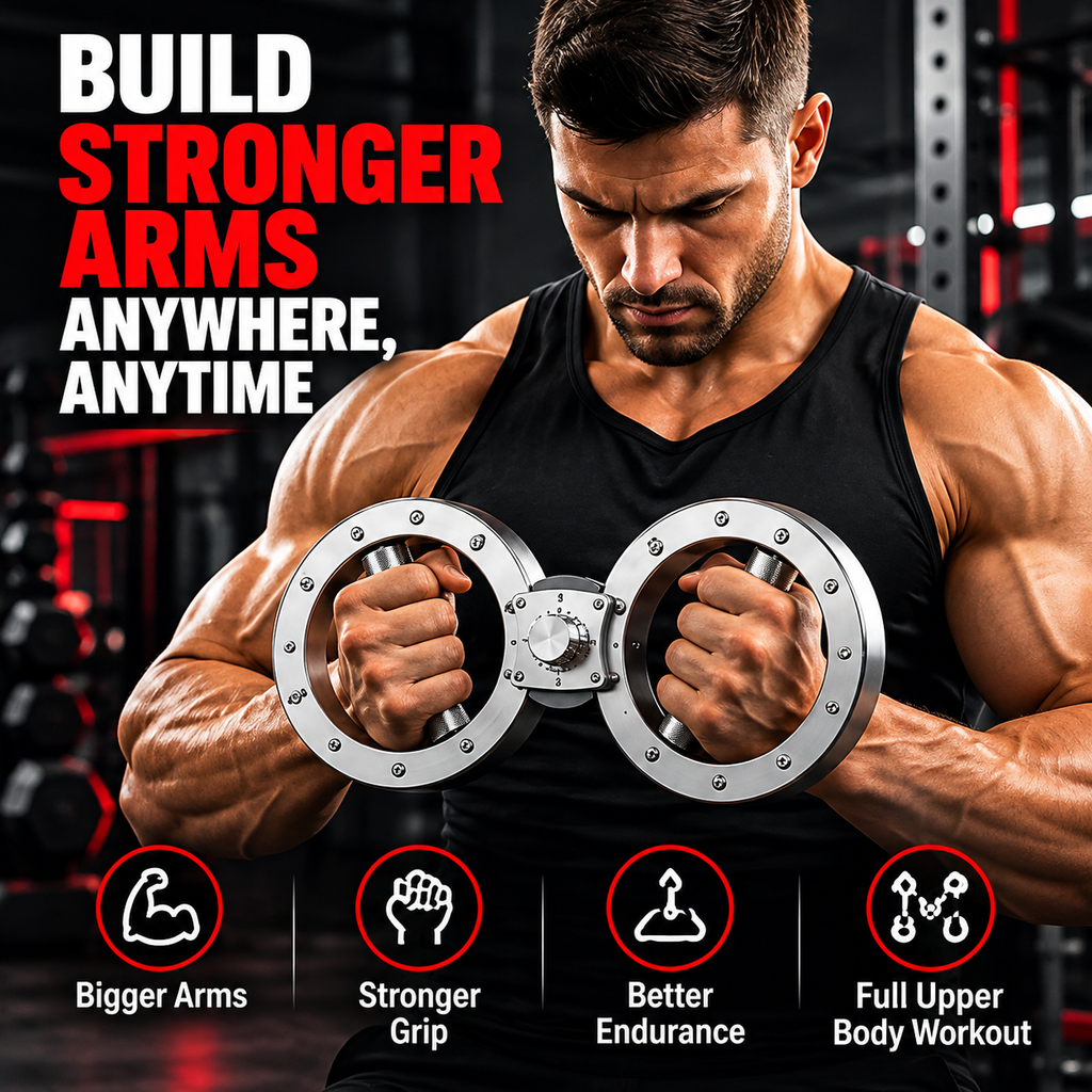 GRIPCOREX™ Adjustable Arm Resistance Trainer – 8-Way Strength & Grip Training Device