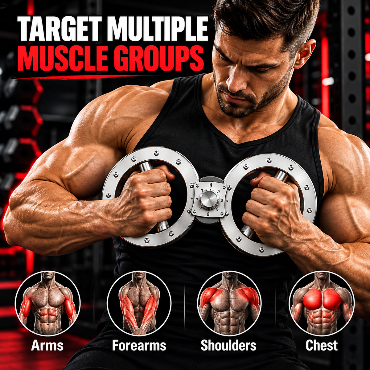 GRIPCOREX™ Adjustable Arm Resistance Trainer – 8-Way Strength & Grip Training Device